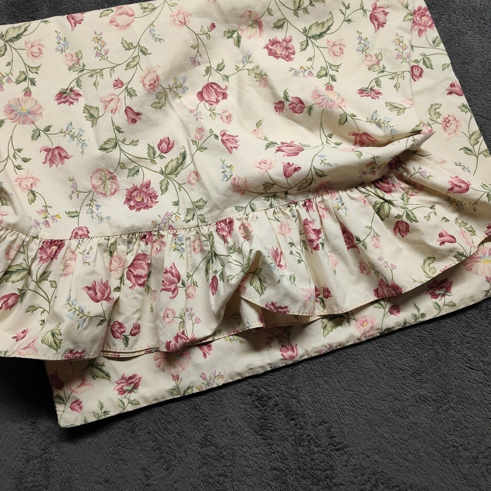 4 Vintage pillow cases pink roses ruffle garden shabby chic floral cottage fairy - Picture 5 of 5